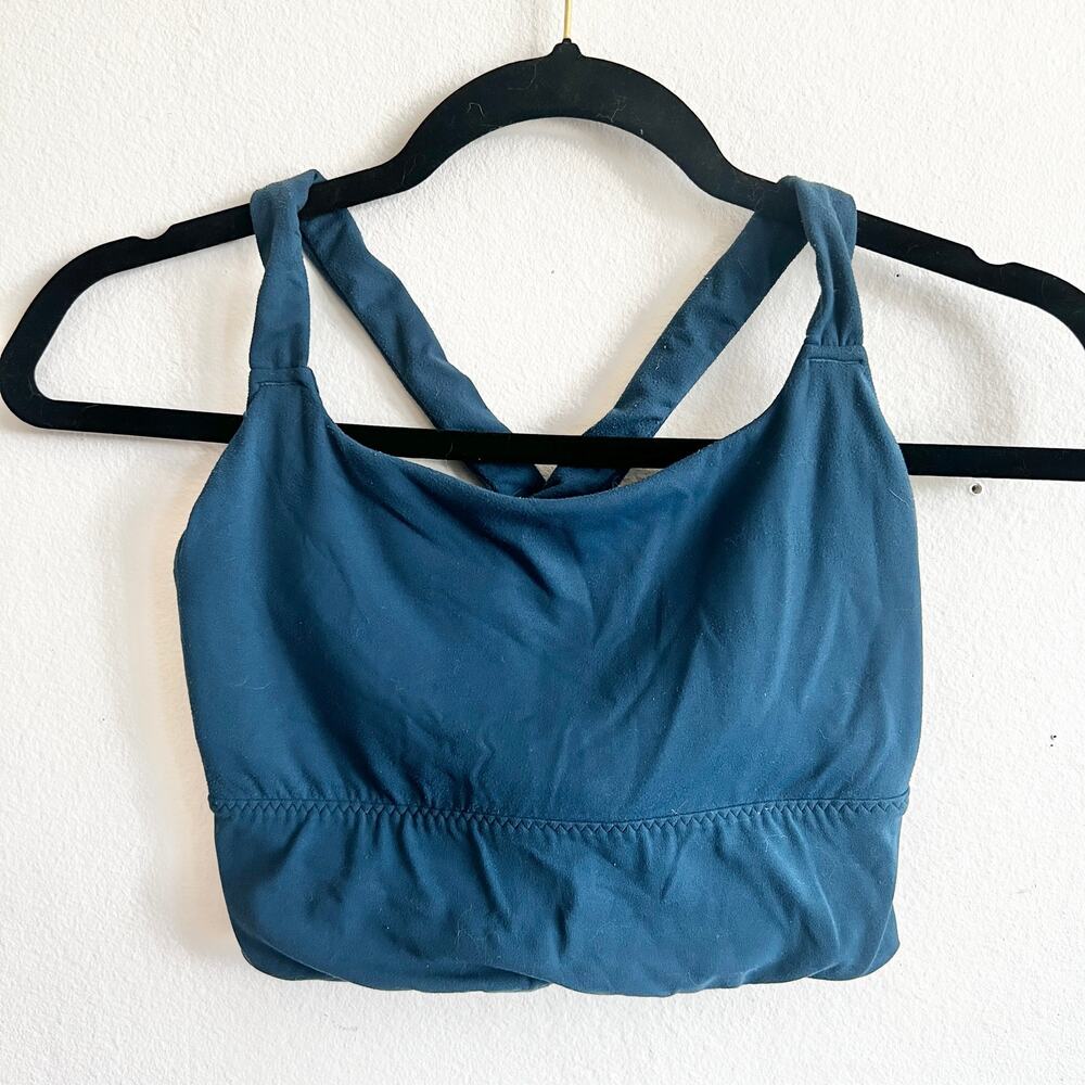 Athleta Women Sports Bra XS Blue Longline Racerback Pullover Unlined